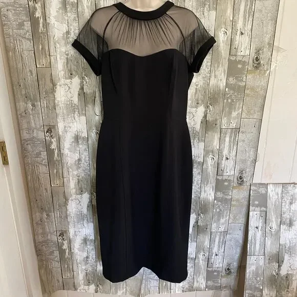 Maggy London | Dresses | Maggy London Illusion Yoke Crepe Cocktail Black  Dress 4 | Poshmark